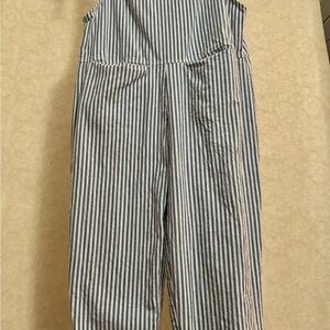 Blue and White Striped Overalls
